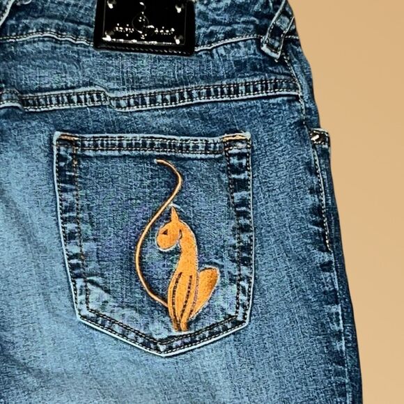 Baby Phat Y2K Cropped Buttoned Ankle Medium Wash Blue Denim Jeans Size 5 - Picture 9 of 9